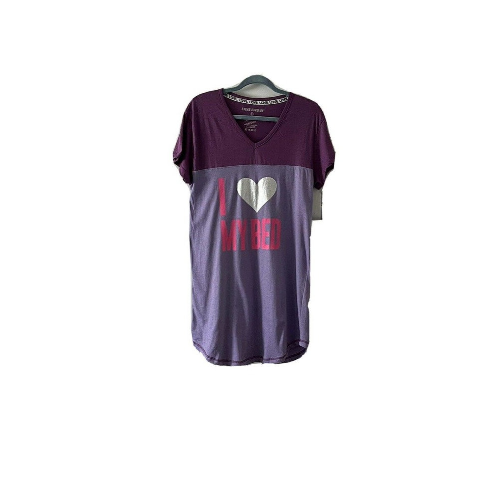 Emme Jordan Purple I love My Bed Nightgown Loungewear Size Small